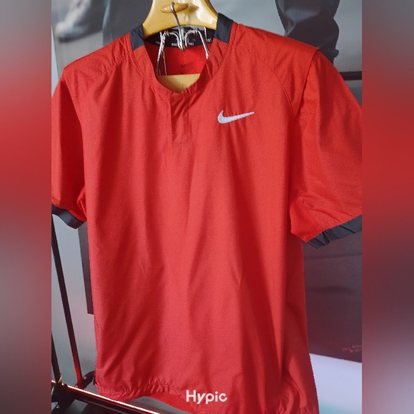 Nike Short Sleeve Baseball Pullover Jacket Men’s L Red Black - Picture 1 of 7